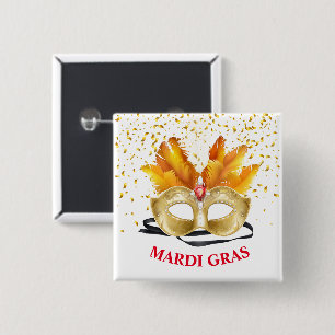 Bóton Quadrado 5.08cm Mardi Gras Button Pin