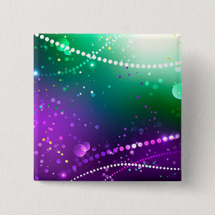 Bóton Quadrado 5.08cm Mardi Gras Festivo Purple Background