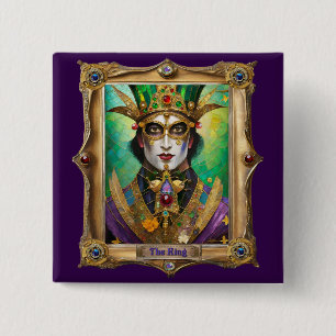 Bóton Quadrado 5.08cm Mardi Gras Realm Retratos - O Rei
