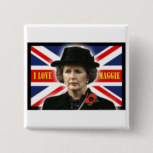 Bóton Quadrado 5.08cm Margaret Thatcher eu amo Maggie