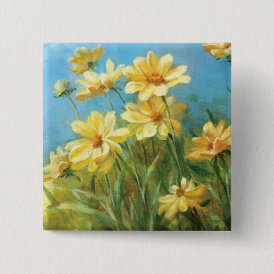 Bóton Quadrado 5.08cm Margaridas amarelas bonitas