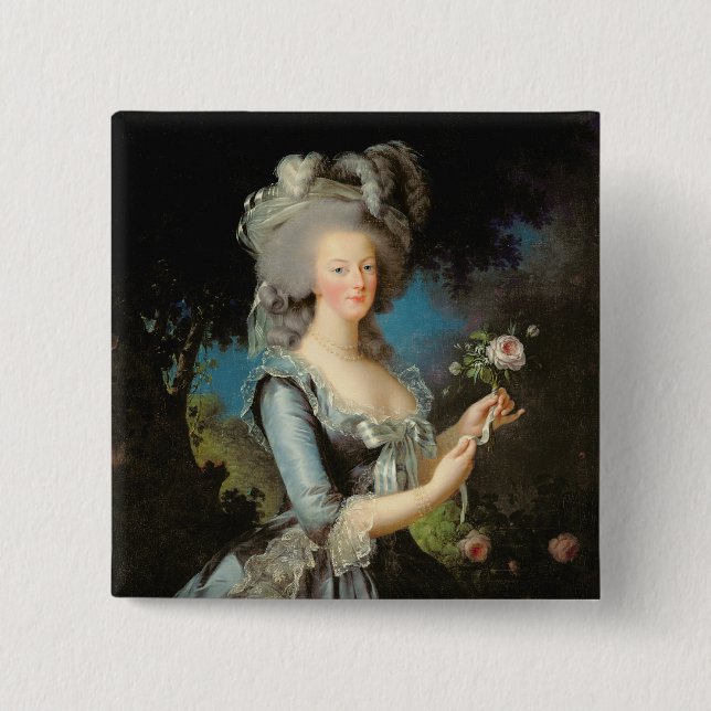 Bóton Quadrado 5.08cm Marie Antoinette com um rosa, 1783 (Frente)