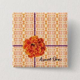 Bóton Quadrado 5.08cm Marigolds e Bee