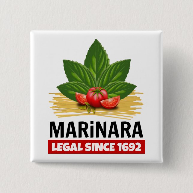 Bóton Quadrado 5.08cm Marinara Legal Desde 1692 Tomates De Base Espaguet (Frente)