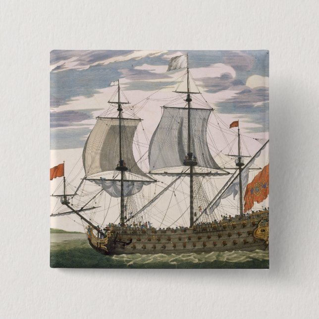 Bóton Quadrado 5.08cm Marinho britânico: um navio de primeira ordem que (Frente)