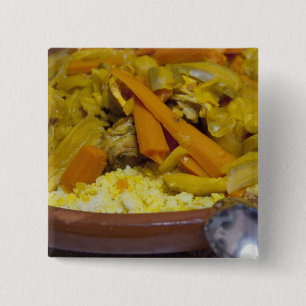 Bóton Quadrado 5.08cm Marrocos, Tetouan. Refeição tradicional marroquina