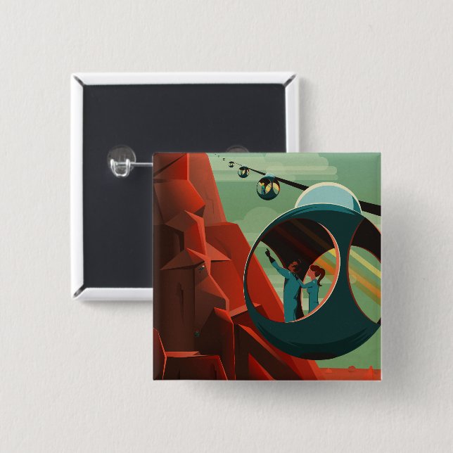 Bóton Quadrado 5.08cm Mars Olympus Mons Maior Sistema Solar de Vulcão (Frente & Verso)