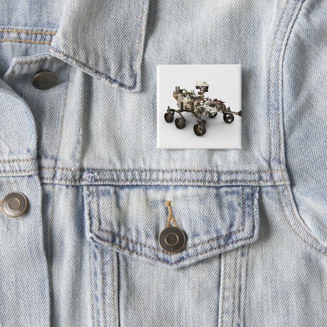 Bóton Quadrado 5.08cm Mars Perseverance Rover Em Fundo Branco. (In Situ)