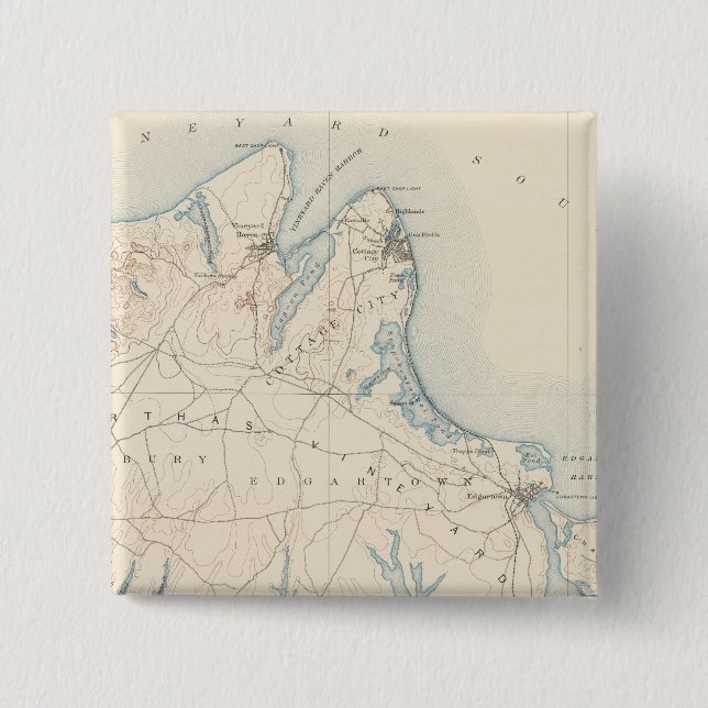 Bóton Quadrado 5.08cm Martha's Vineyard, Massachusetts (Frente)