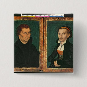 Bóton Quadrado 5.08cm Martin Luther, Katharina von Bora, c.1526