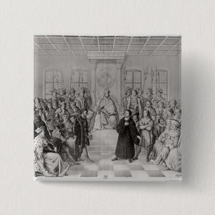 Bóton Quadrado 5.08cm Martin Luther na frente de Charles V