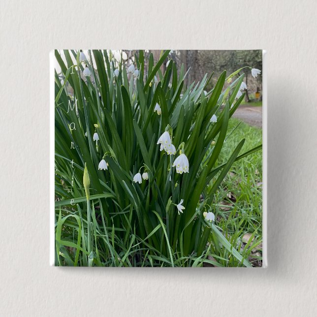 Bóton Quadrado 5.08cm Mărțișor - Botão Ghiocei (Frente)