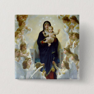 Bóton Quadrado 5.08cm Mary com anjos - Regina Angelorum