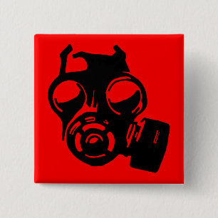 Bóton Quadrado 5.08cm Máscara de Gás Gasmask Gráfico Estêncil Botão Dist