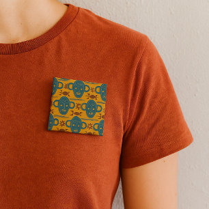 Bóton Quadrado 5.08cm Máscara Tribal - Padrão do Rosto Étnico Africano