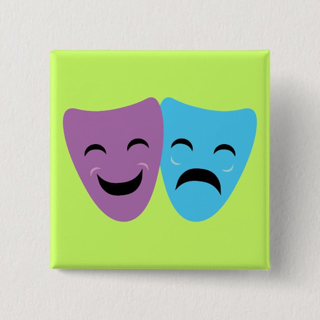 Bóton Quadrado 5.08cm Máscaras do drama (Frente)