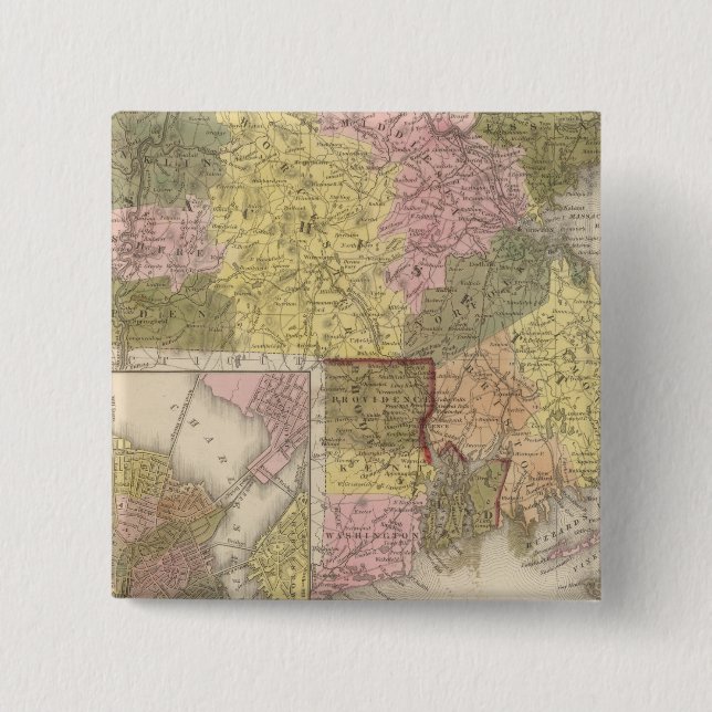 Bóton Quadrado 5.08cm Massachusetts E Rhode Island (Frente)