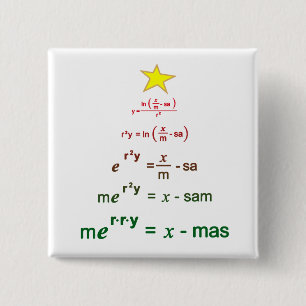 Bóton Quadrado 5.08cm Matemática de Natal