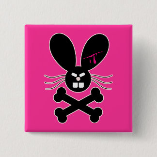 Bóton Quadrado 5.08cm Mau Emo Bunny Crossbones