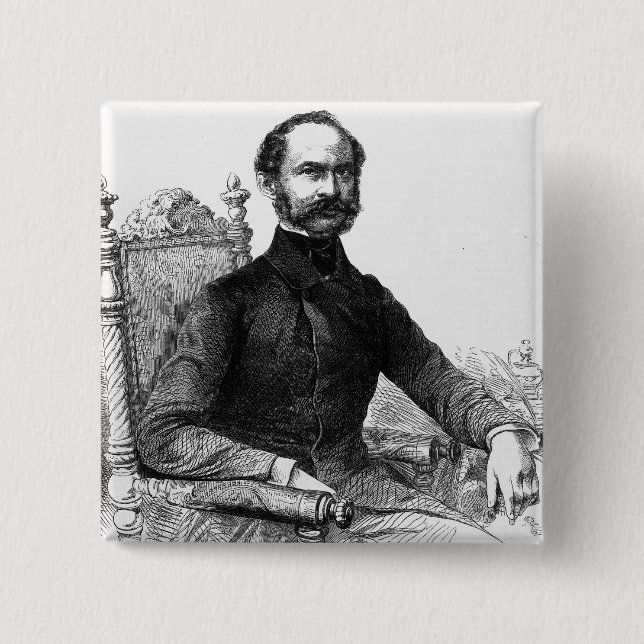 Bóton Quadrado 5.08cm Maximilian II, rei de Baviera (Frente)