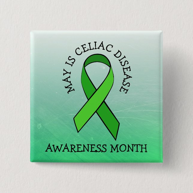Bóton Quadrado 5.08cm May is Celiac Disease Awarness Month (Frente)