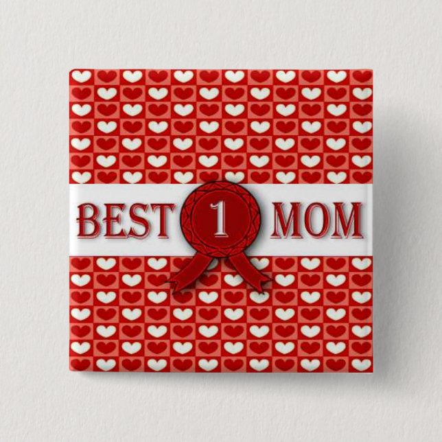 Bóton Quadrado 5.08cm Medal de Melhor Mãe (Frente)
