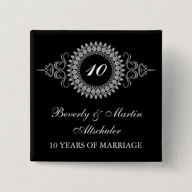 Bóton Quadrado 5.08cm Medallion Altere o botão Número de Aniversário (Frente)