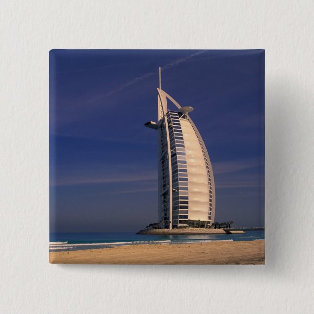 Bóton Quadrado 5.08cm Médio Oriente, Emirados Árabes Unidos, Dubai, Burj (Frente)