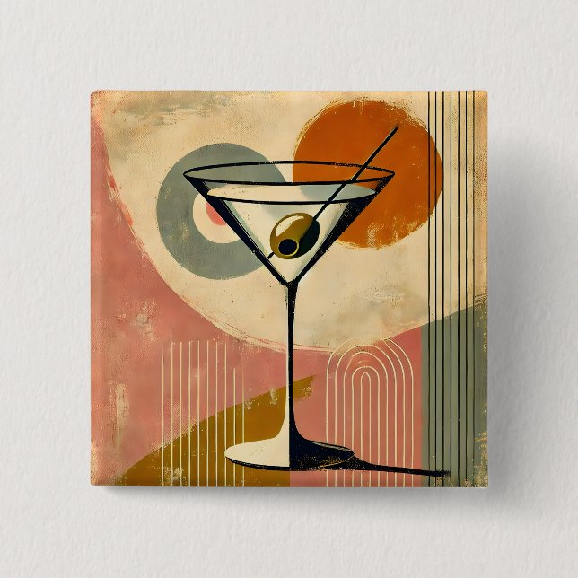Bóton Quadrado 5.08cm Meio século Modern Art Martini (Frente)
