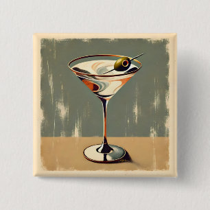 Bóton Quadrado 5.08cm Meio século Moderno 1 Pintura de Martini Olive