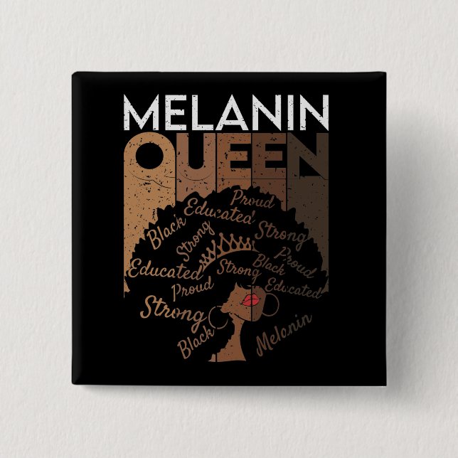 Bóton Quadrado 5.08cm Melanin Afro Queen Art (Frente)