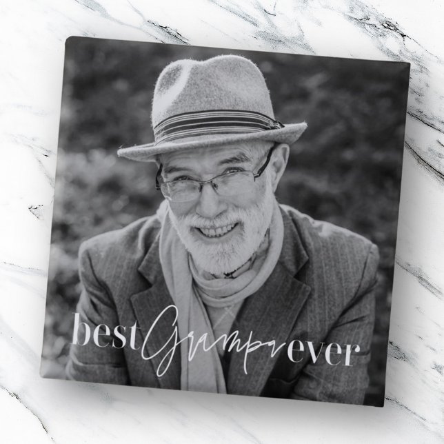 Bóton Quadrado 5.08cm Melhor Grampa já Foto Elegante Simples Moderna (Criador carregado)