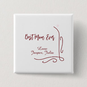Bóton Quadrado 5.08cm Melhor mãe de sempre vermelho amor fronteira espan