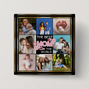 Bóton Quadrado 5.08cm Melhor Mãe de Todos os Tempos   Dia das Mães 8 Col