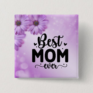 Bóton Quadrado 5.08cm Melhor Mãe Nunca Roxo Floral