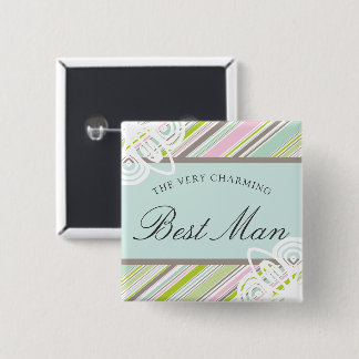 Bóton Quadrado 5.08cm MELHOR Nome de etiqueta de Casamento de Stripes de