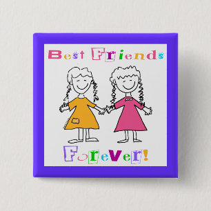 Bóton Quadrado 5.08cm Melhores Amigos para Presentes BFF