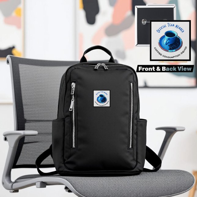 Bóton Quadrado 5.08cm Membro da equipa cómico do pelotão | do consumo do (fun square button with front and back view added)