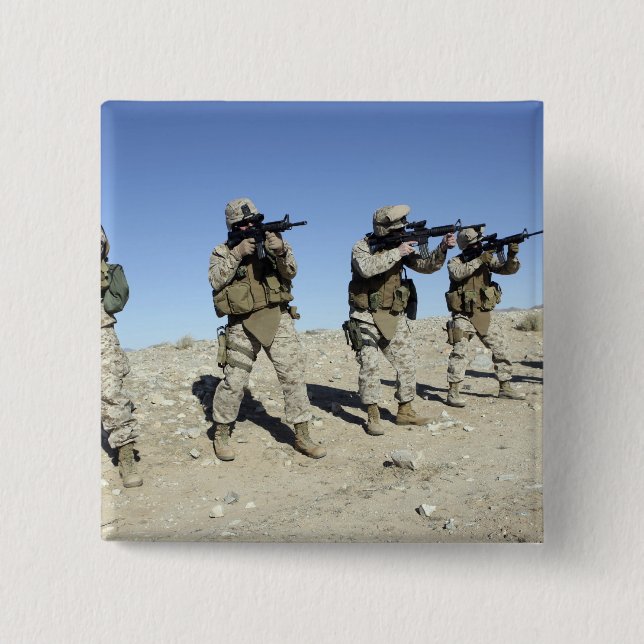 Bóton Quadrado 5.08cm Membros da Equipe de Transmissão Militar (Frente)