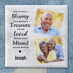 Bóton Quadrado 5.08cm Memória do Funeral 2 Photo Keepsasaes