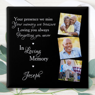 Bóton Quadrado 5.08cm Memória Funeral Personalizada 3 Foto Em Memória 