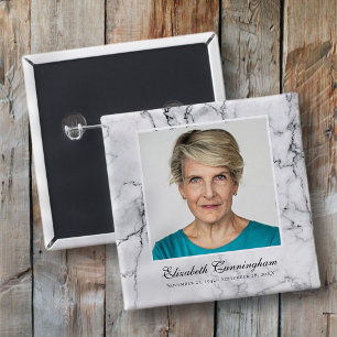 Bóton Quadrado 5.08cm Memorial Clássico e Simples de Foto Marble