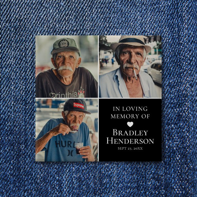 Bóton Quadrado 5.08cm Memorial da Colagem de Fotos Moderna Keepsasakname (Criador carregado)