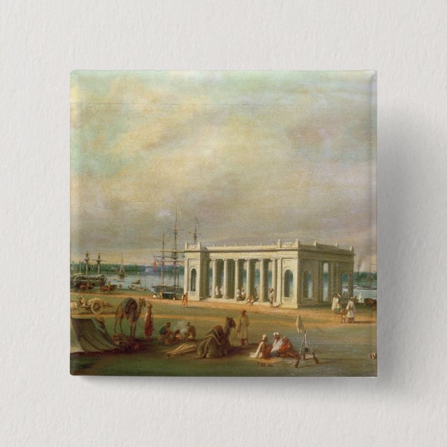 Bóton Quadrado 5.08cm Memorial de James Prinsep, no rio de Hooghli, Ca (Frente)