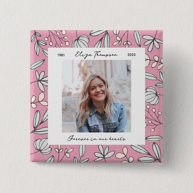 Bóton Quadrado 5.08cm Memorial do Jardim Flor (Frente)