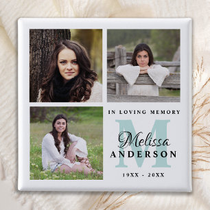 Bóton Quadrado 5.08cm Memorial Em Adoro Monograma Foto Funeral