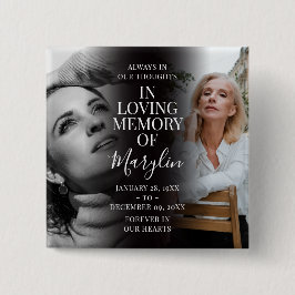 Bóton Quadrado 5.08cm Memorial Funeral na moda Antes e Depois Foto