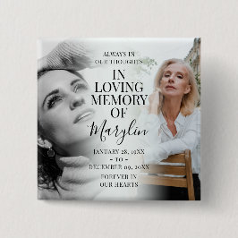 Bóton Quadrado 5.08cm Memorial Funeral na moda Antes e Depois Foto