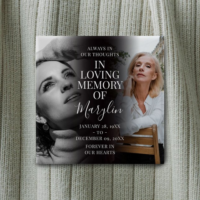 Bóton Quadrado 5.08cm Memorial Funeral na moda Antes e Depois Foto (Criador carregado)