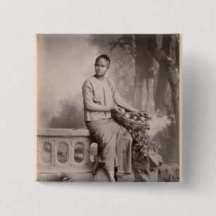 Bóton Quadrado 5.08cm Menina Burmese nova, c.1880